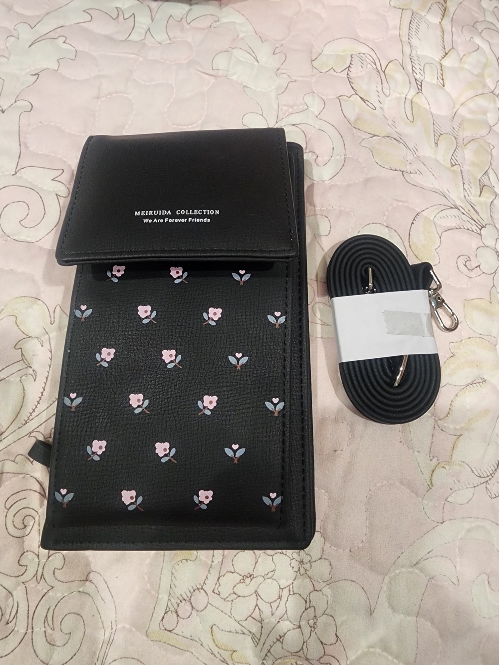 Black Floral Crossbody Bag